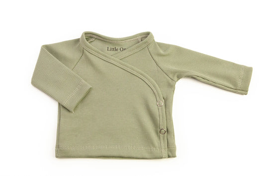 Overslag shirtje baby rib dusty green