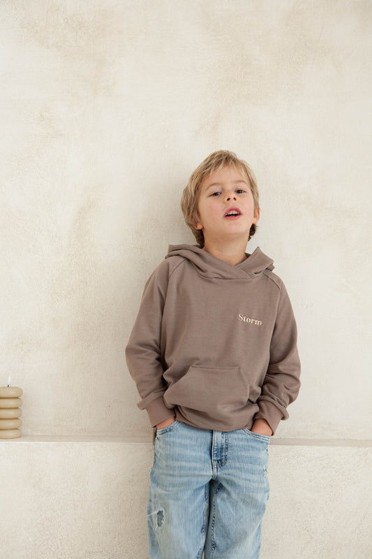 Hoody taupe gepersonaliseerd