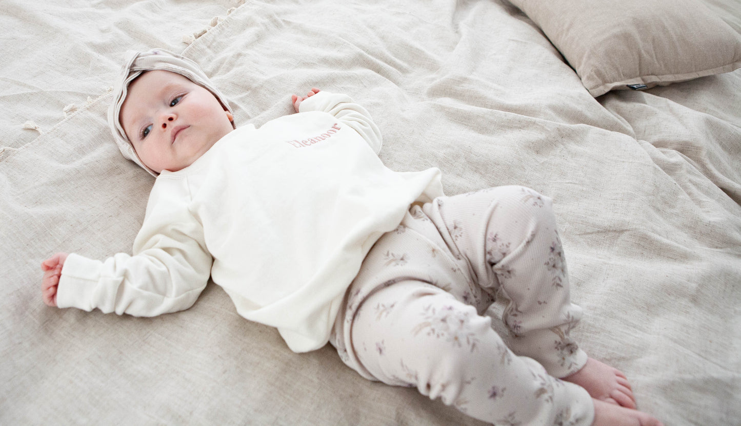 Babyhose Ripp rosa/lila Blumen