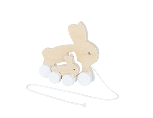 Eco friendly wooden rabbit pull toy