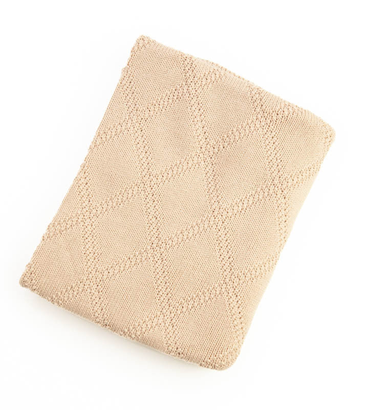 Cotton blanket knitted beige