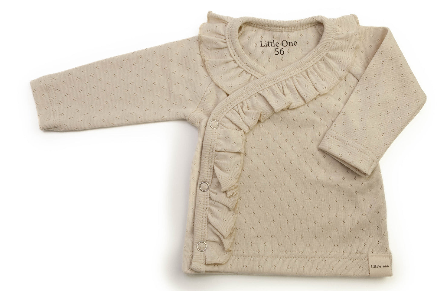 Overslag shirtje ruffel ajour beige naturel