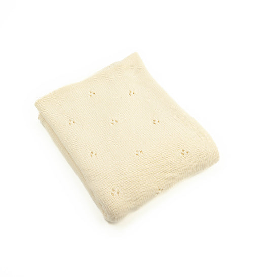 Cotton blanket knitted Natural Openwork