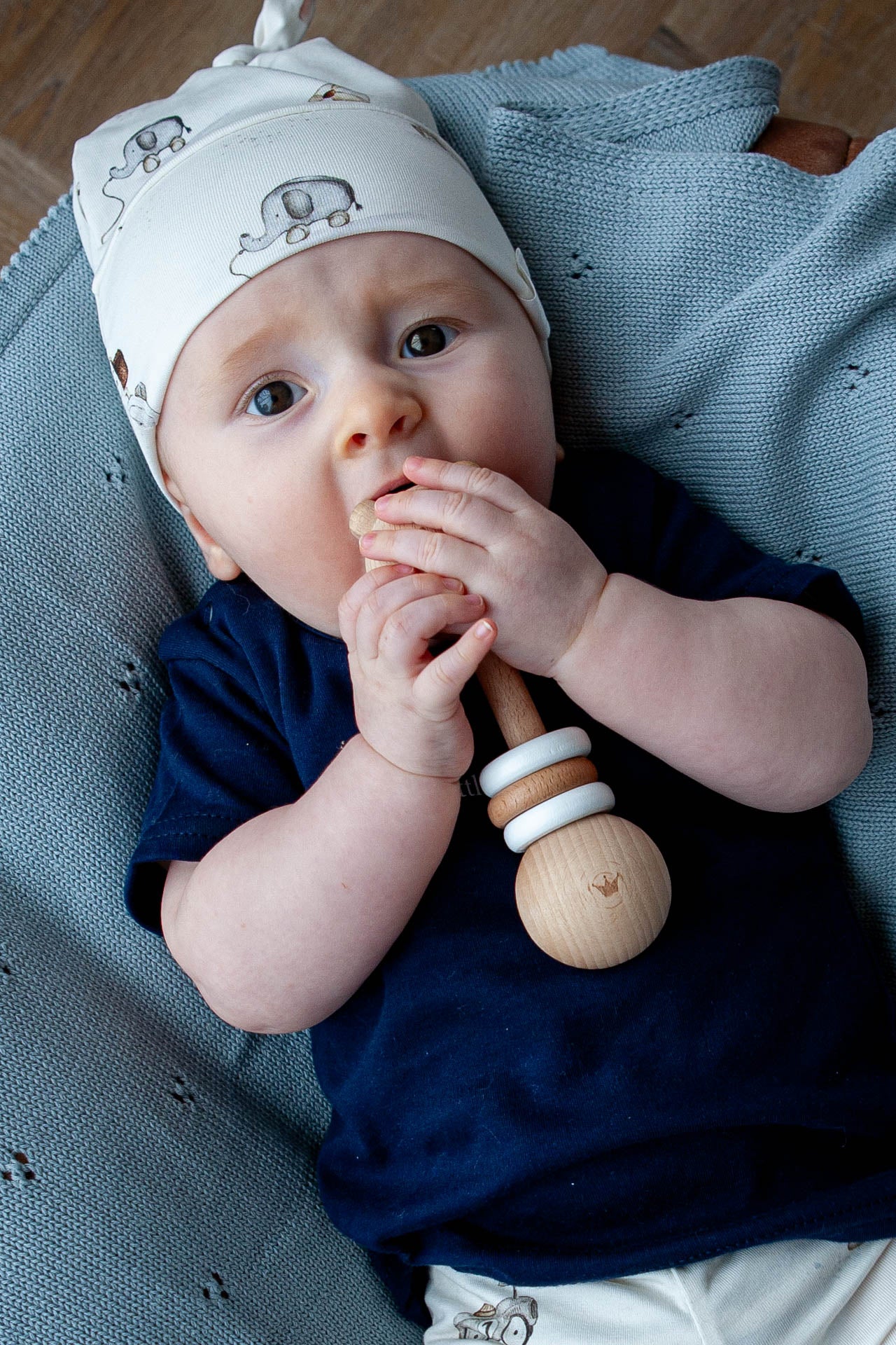 Eco friendly wooden bear rattle