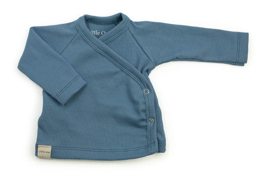 Overslag shirtje baby rib blauw