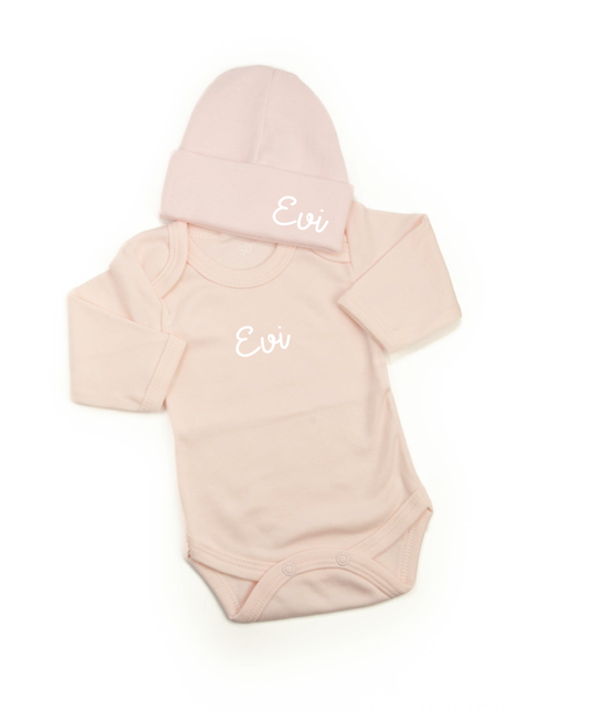 Gepersonaliseerd romper setje zacht roze