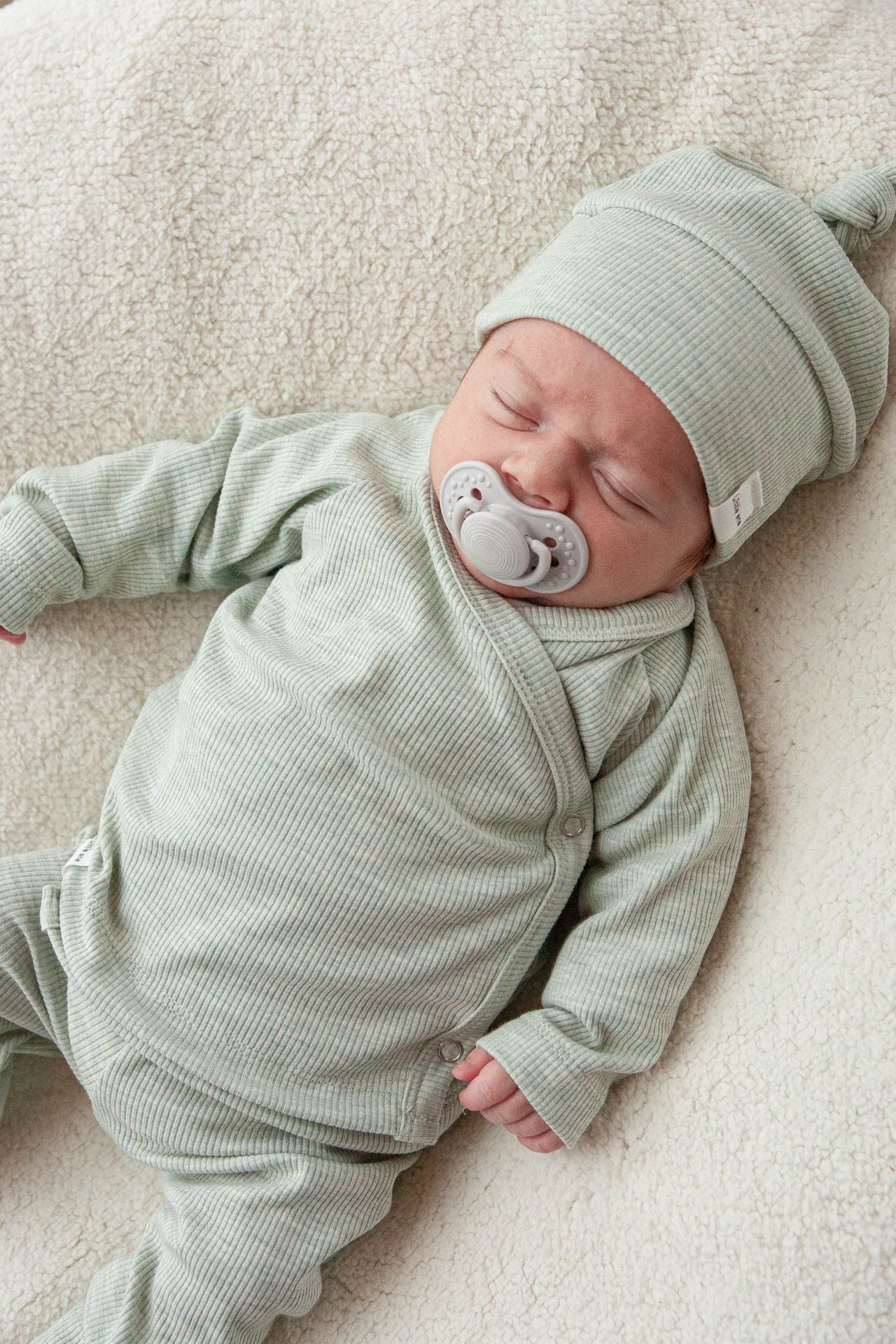 Overslag baby rib groen/melange