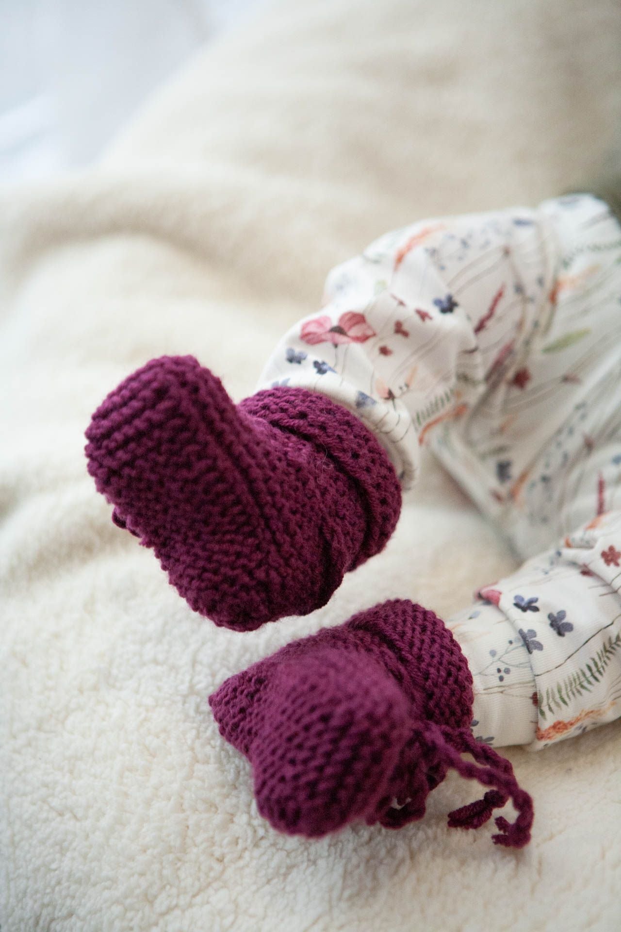 Merino wollen slofjes wijnrood