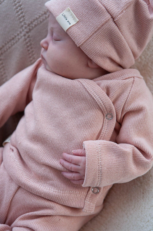 Overslag shirtje gebreid katoen roze