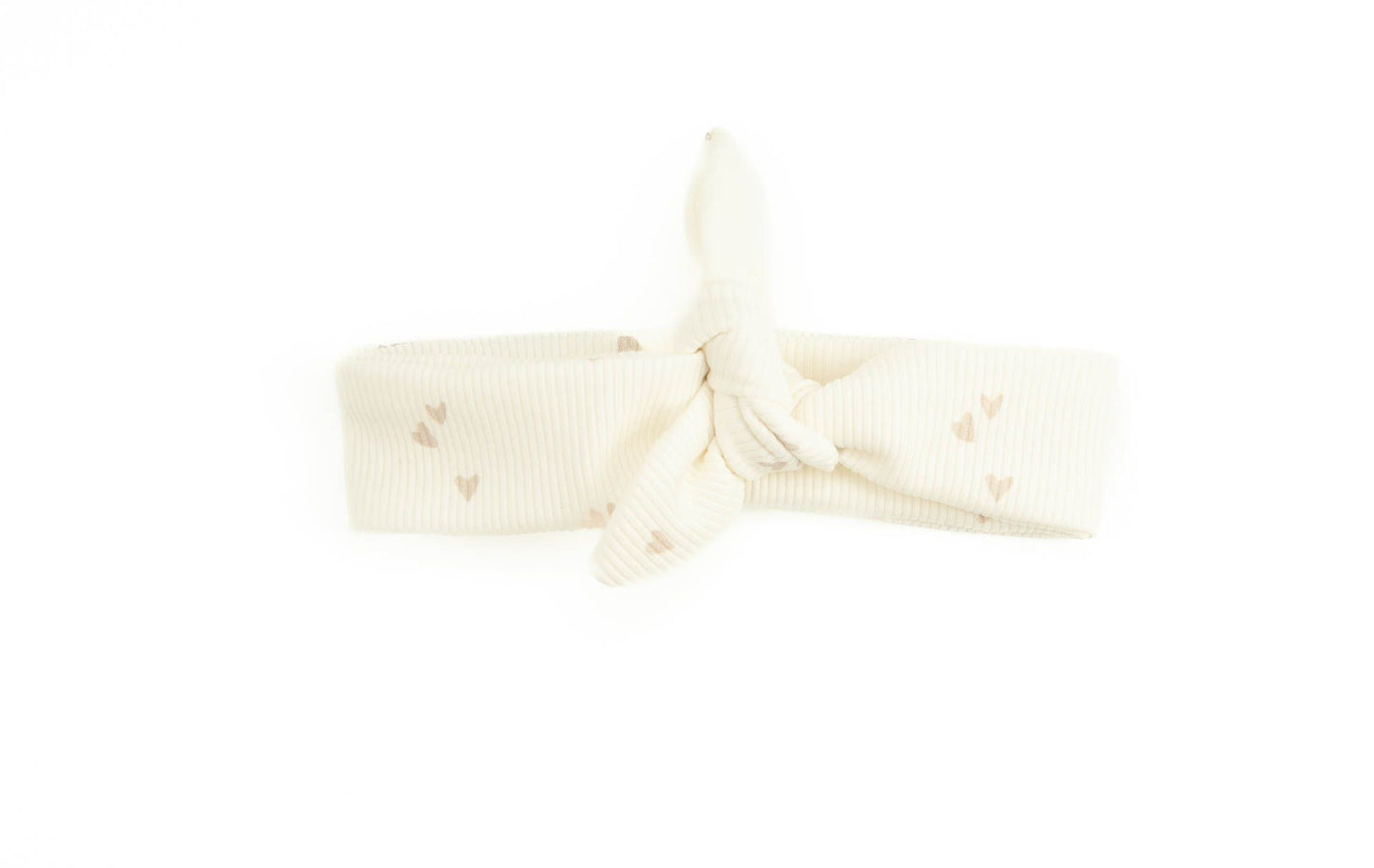 Baby headband ribbed ecru hearts