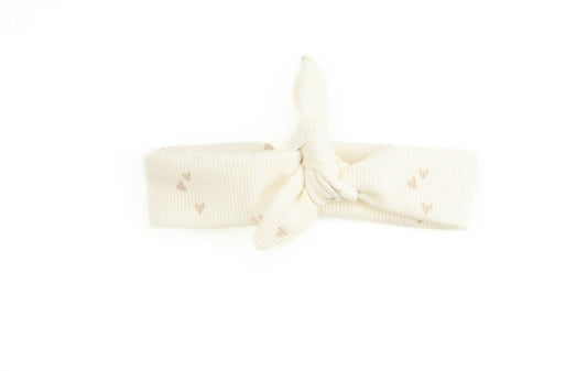 Haarbandje baby rib ecru hartjes
