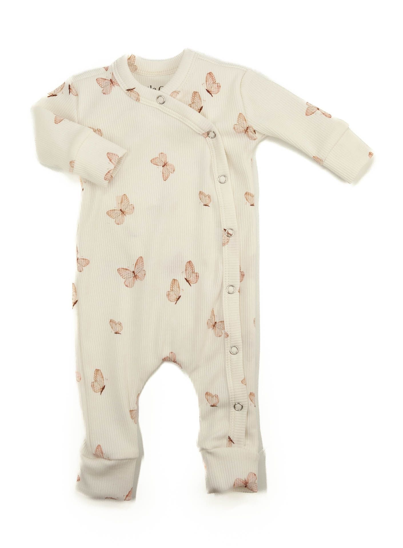 Baby romper with ribbed butterflies
