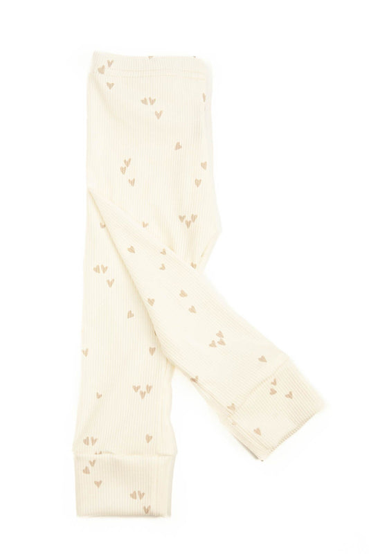 Legging baby rib ecru hartjes