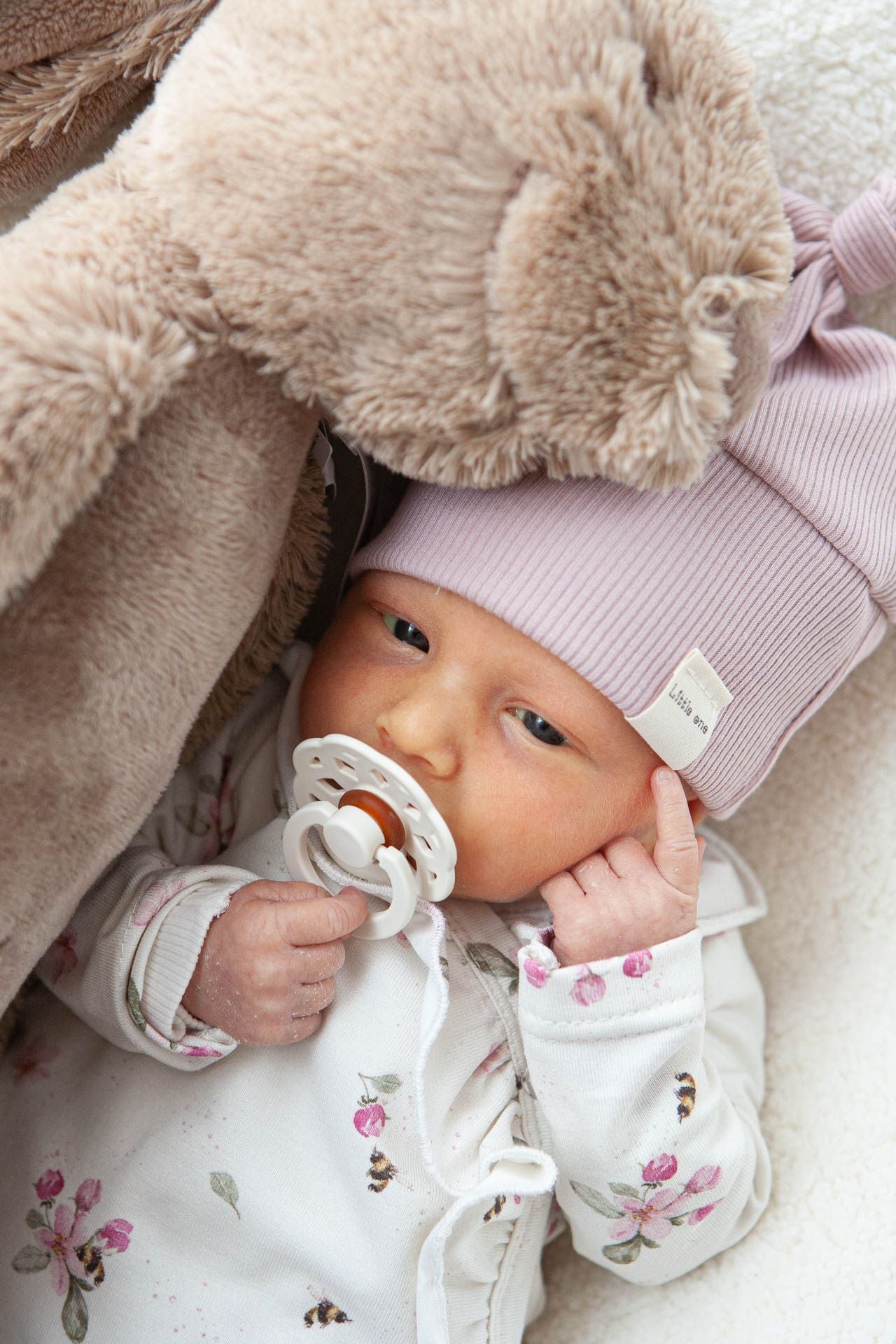 Baby hat ribbed old pink