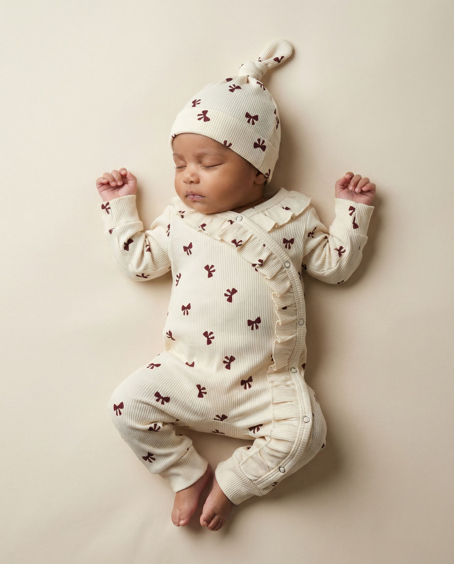 Babystrampler mit gerüschten Rippschleifen