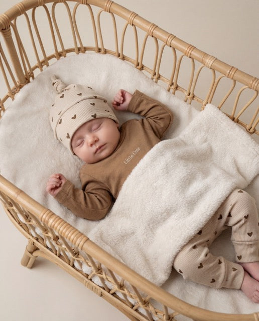 Broekje baby rib hartjes sand