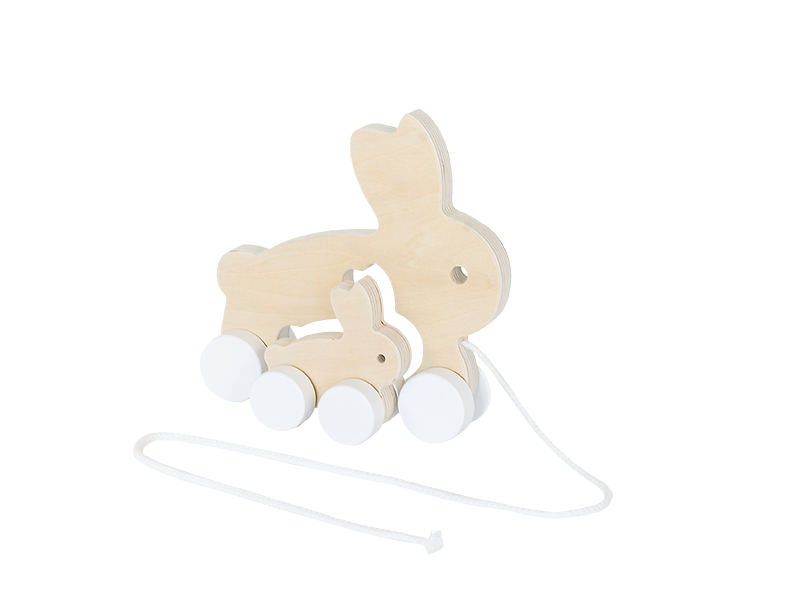 Eco friendly wooden rabbit pulltoy