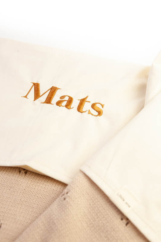 Katoenen dekentje gebreid beige ajour