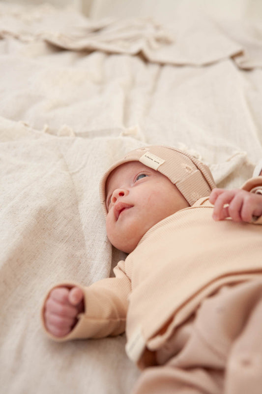 Overslag shirtje baby rib beige