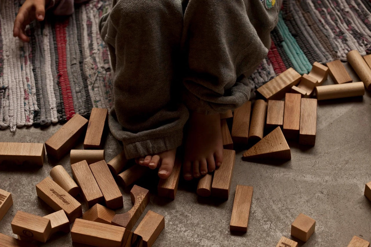 Houten blokken in tray - speelgoed 30 stuks