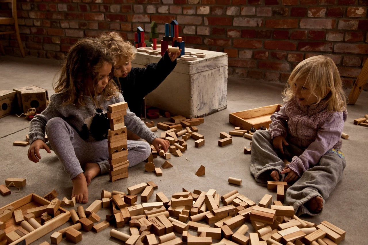 Houten blokken in tray - speelgoed 30 stuks