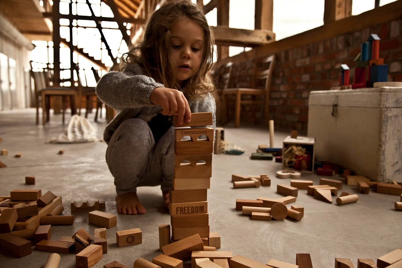 Houten blokken in tray - speelgoed 30 stuks