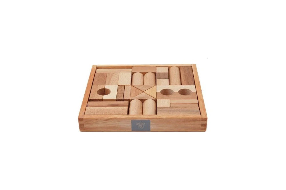 Houten blokken in tray - speelgoed 30 stuks