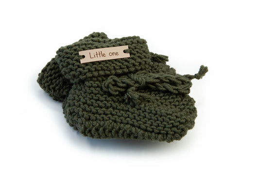 Merino wollen slofjes moss groen