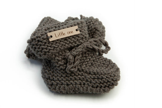 Merino wollen slofjes taupe/grey blend