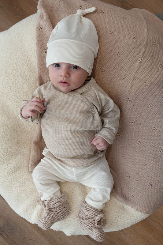 Merino wollen slofjes tarwe