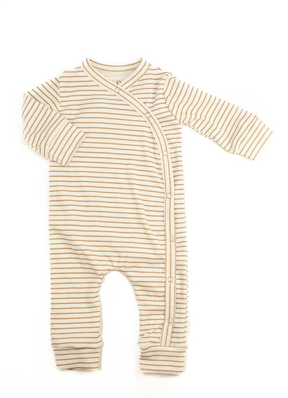 Baby romper rib beige stripes