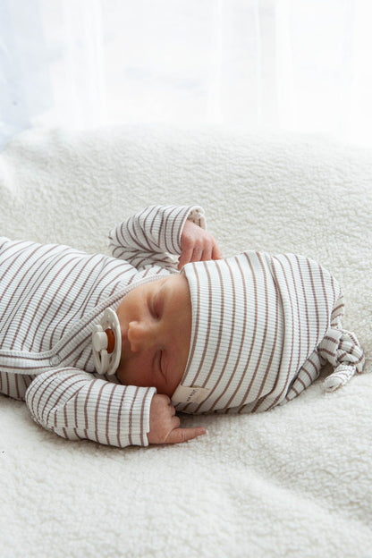 Baby romper rib beige stripes