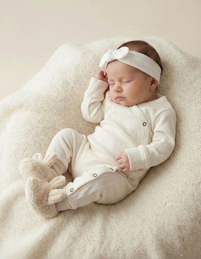 Baby Strampler Rippe ecru