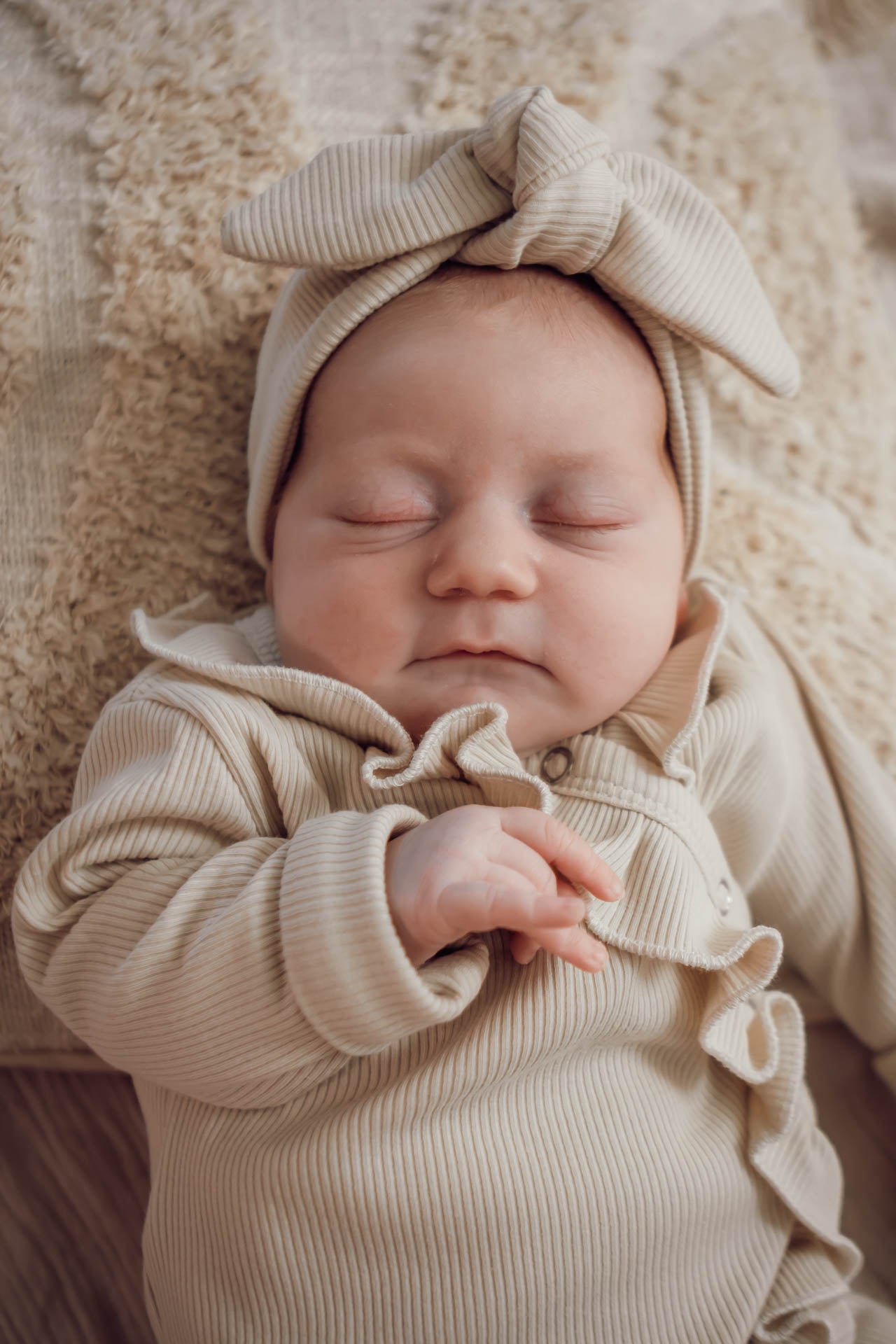 Haarbandje baby rib beige