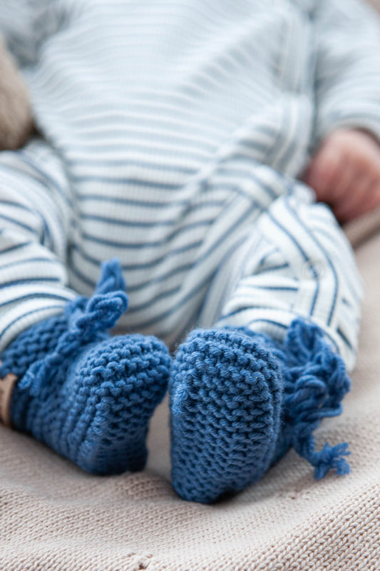 Merino wollen slofjes blauw