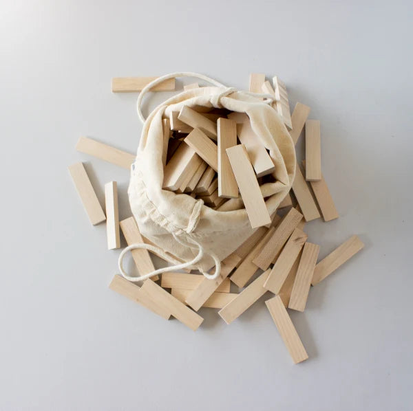 Houten blokken in zak - 100 stuks