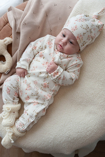 Baby Strampler Rippe Blumen