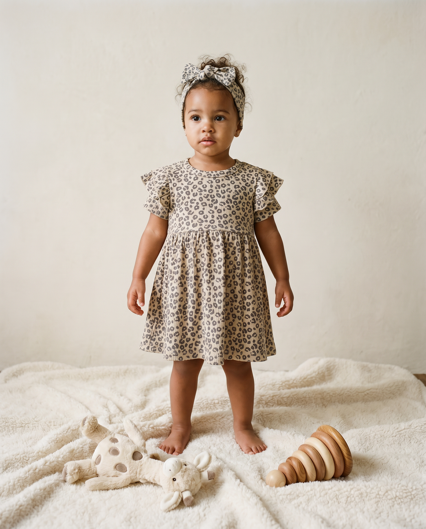 Kleid aus Babyripp mit Leopardenmuster
