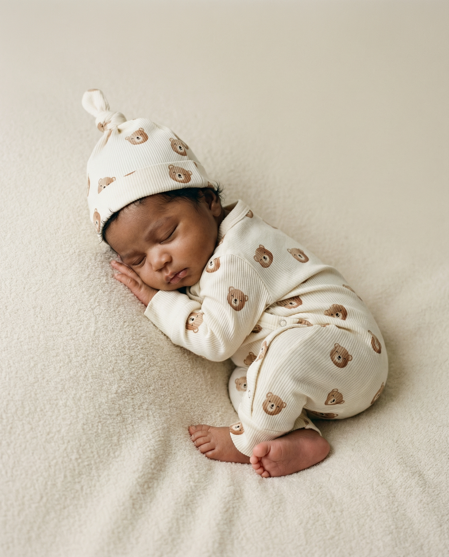 Baby-Strampler mit gerippten Bärenköpfen