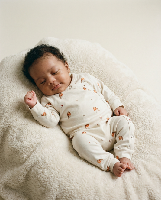 Pfirsichfarbener Blumen-Strampler