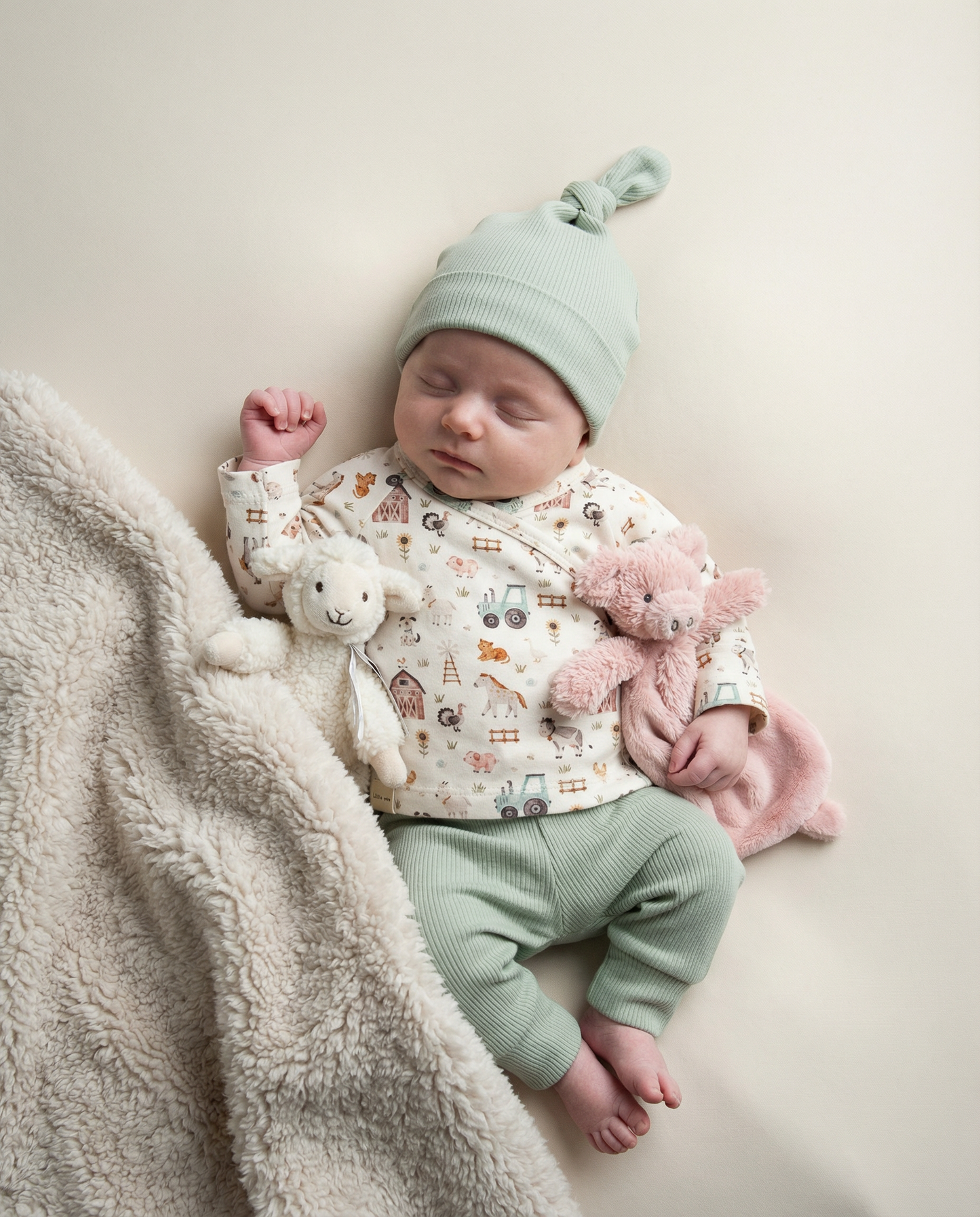 Broekje baby rib dusty green