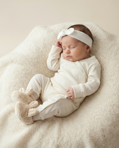 Baby Strampler Rippe ecru