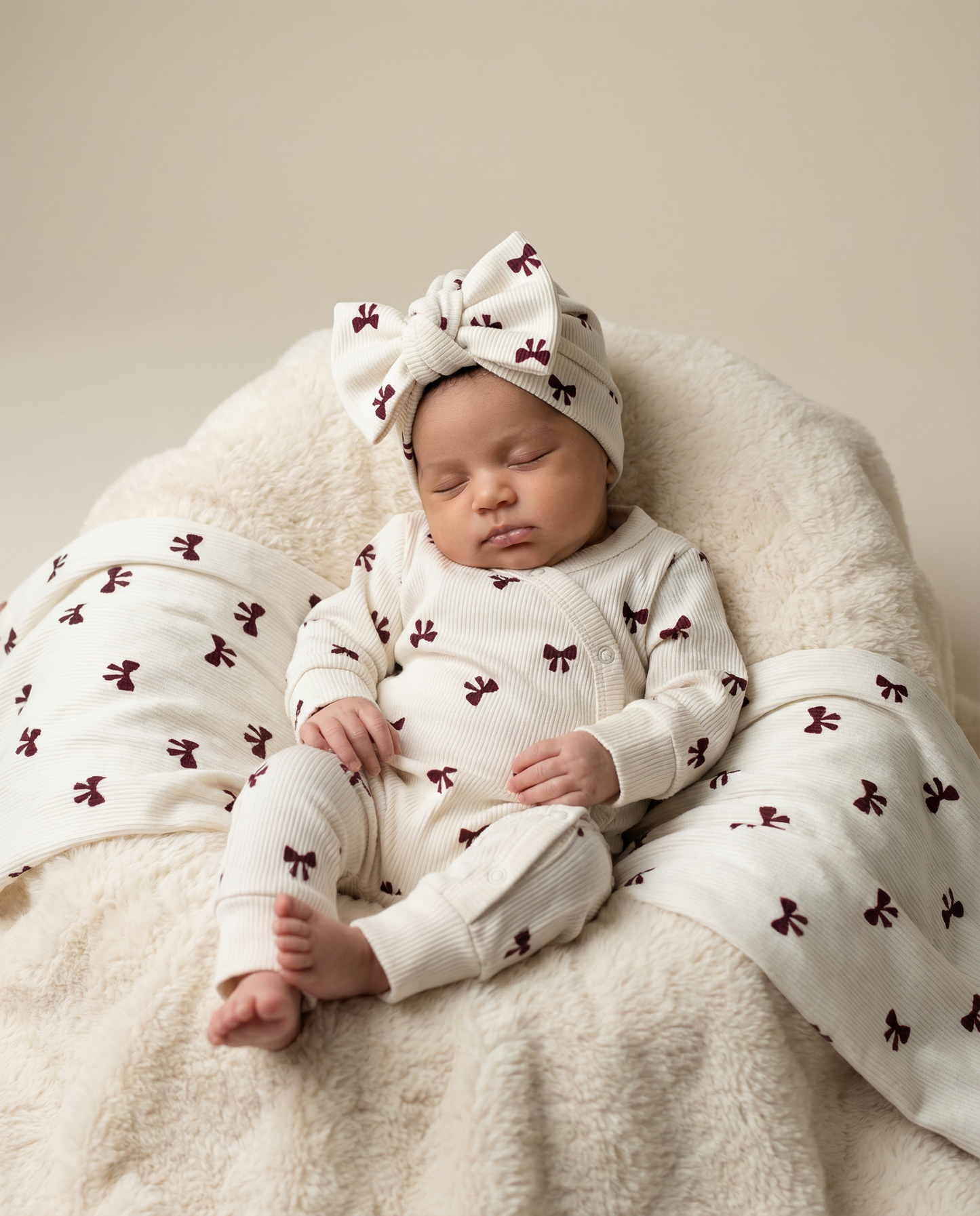 Tulband mutsje baby rib strikjes